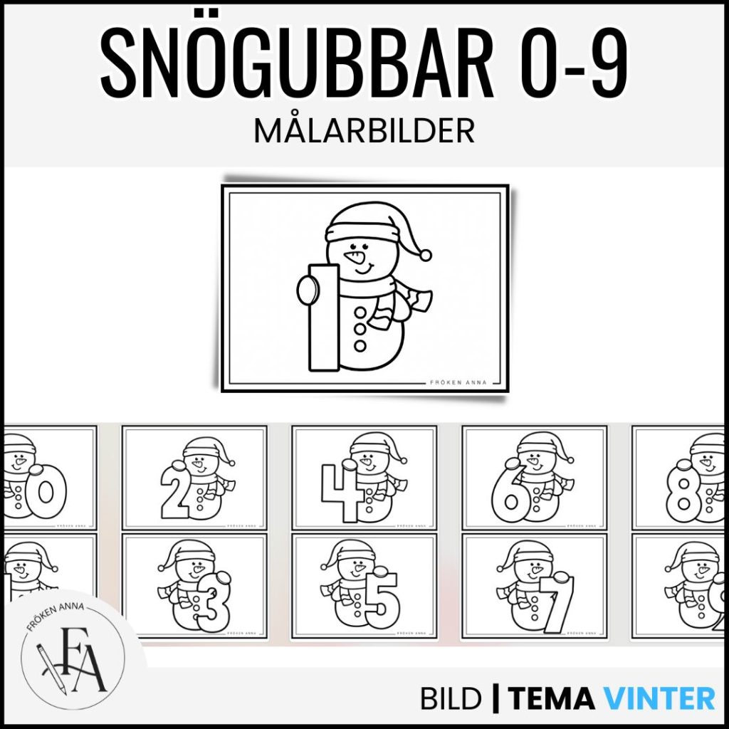 Målarbilder snögubbe 0-10