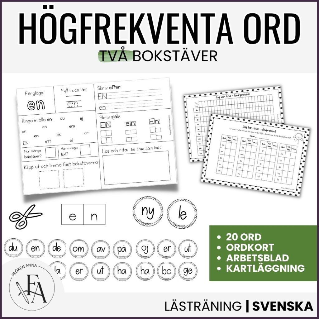 Högfrekventa ord (två bokstäver)
