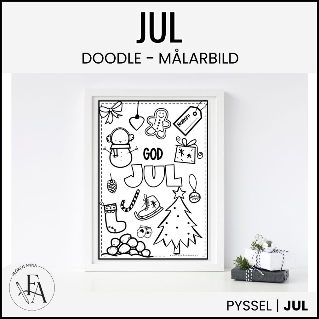 Målarbild doodle jul