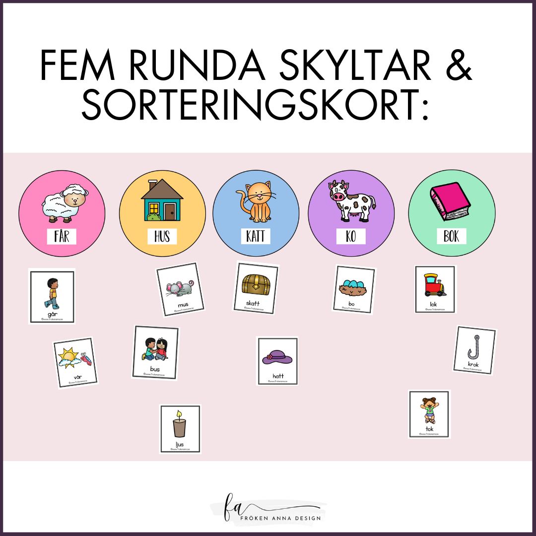 Sorteringskort och rimhjul - Träna fonoligisk medvetenhet med rim