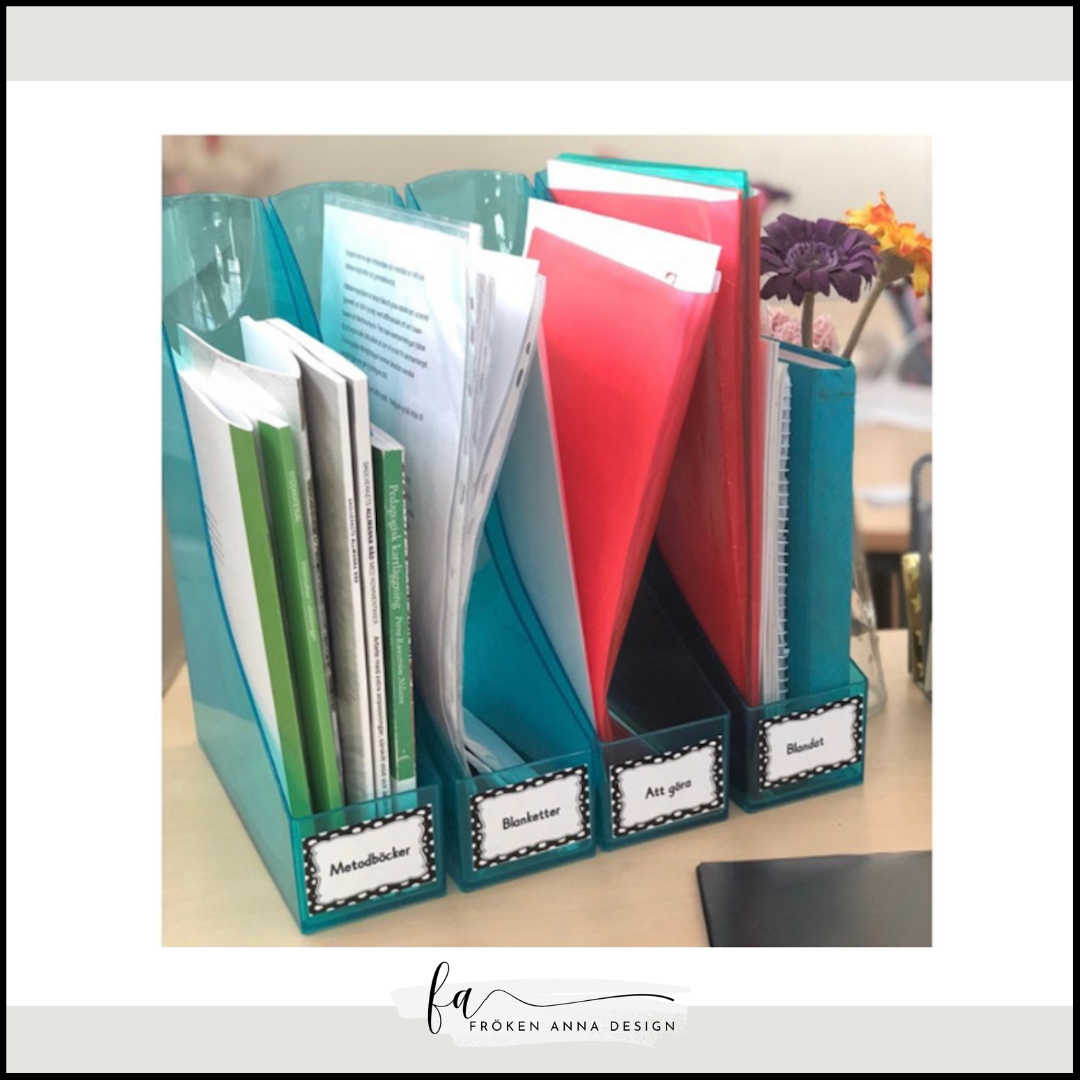 Pärmetiketter / Klassrumsorganisering svart&vit