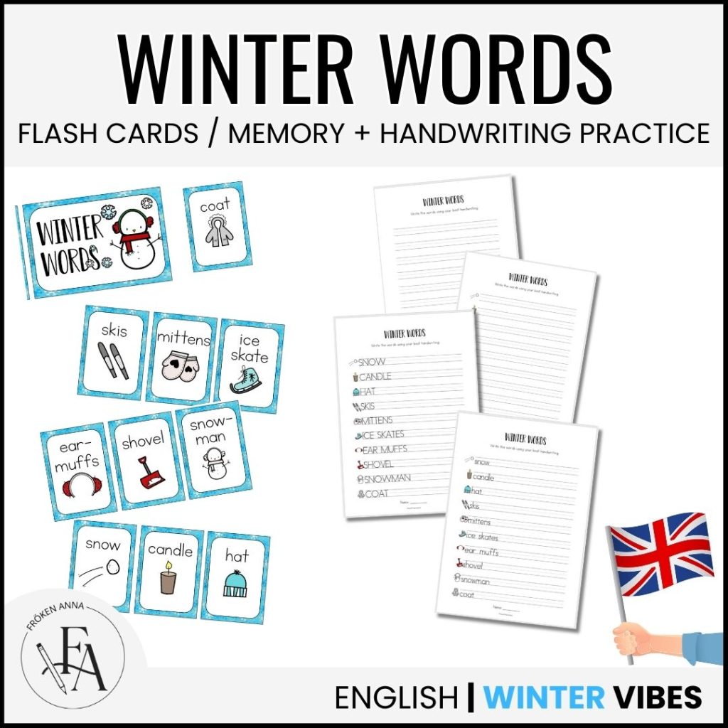Winter words (Ordkunskap, välskrivning, memory)