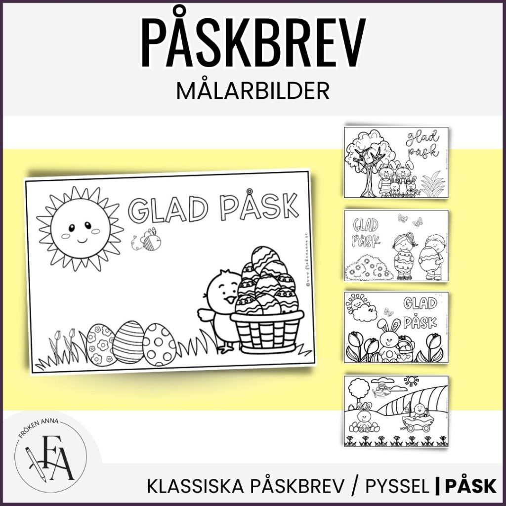 Påskbrev / Färglägginingsbilder / Målarbilder påsk