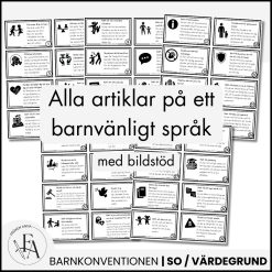Barnkonventionen – Kort med barnens rättigheter på enkelt språk