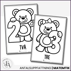 Målarbilder 0-10 med söta björnar