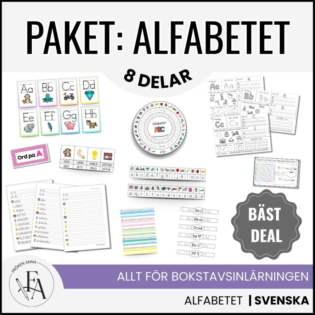 ABC-paket MAXI | Väggalfabet, bokstavsmaterial, bokstavshäfte, bänkhjälp mm.