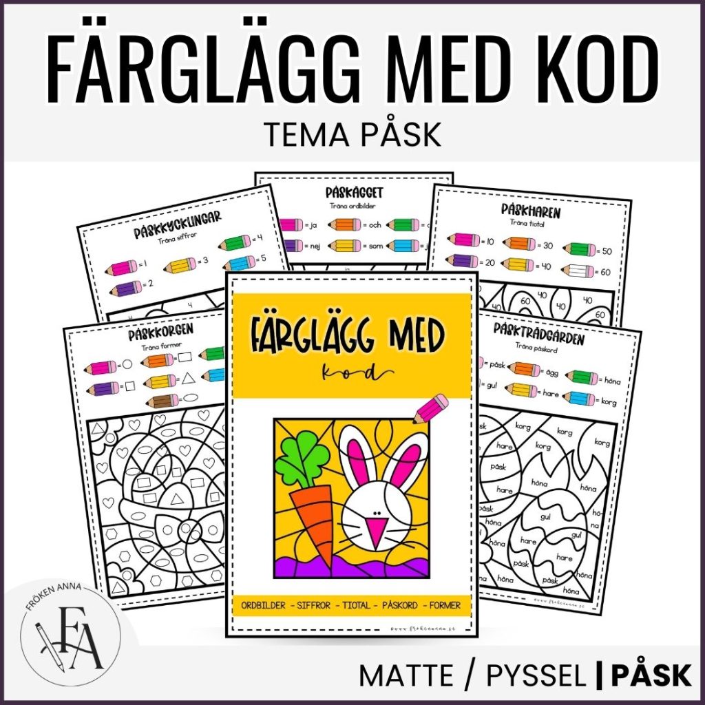 Färglägg med kod: Tema påsk