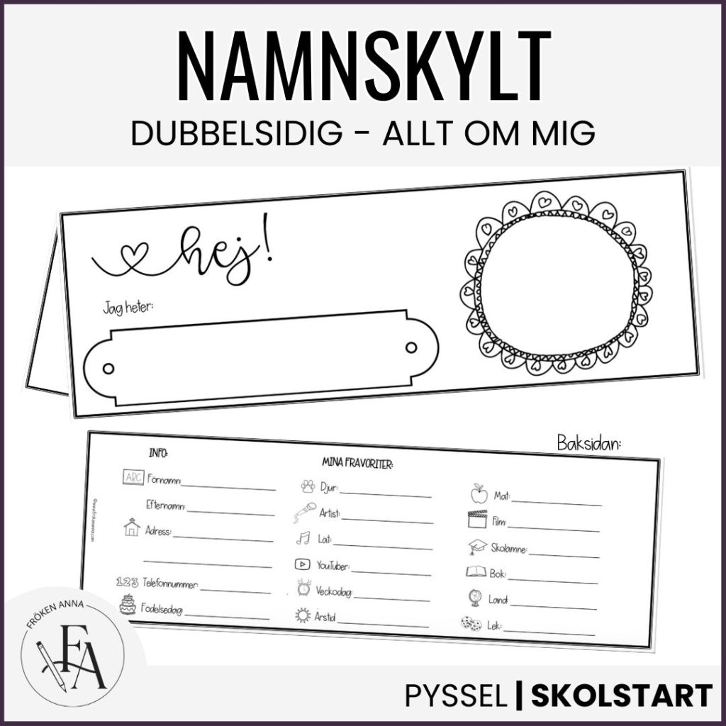 Dubbelsidig namnskylt | Kreativt namnpyssel