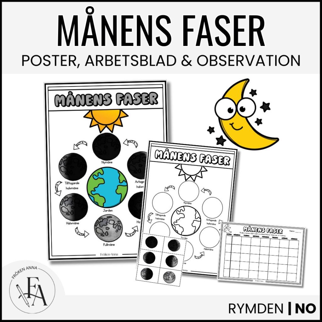 Månens faser – arbetsblad, observation och poster