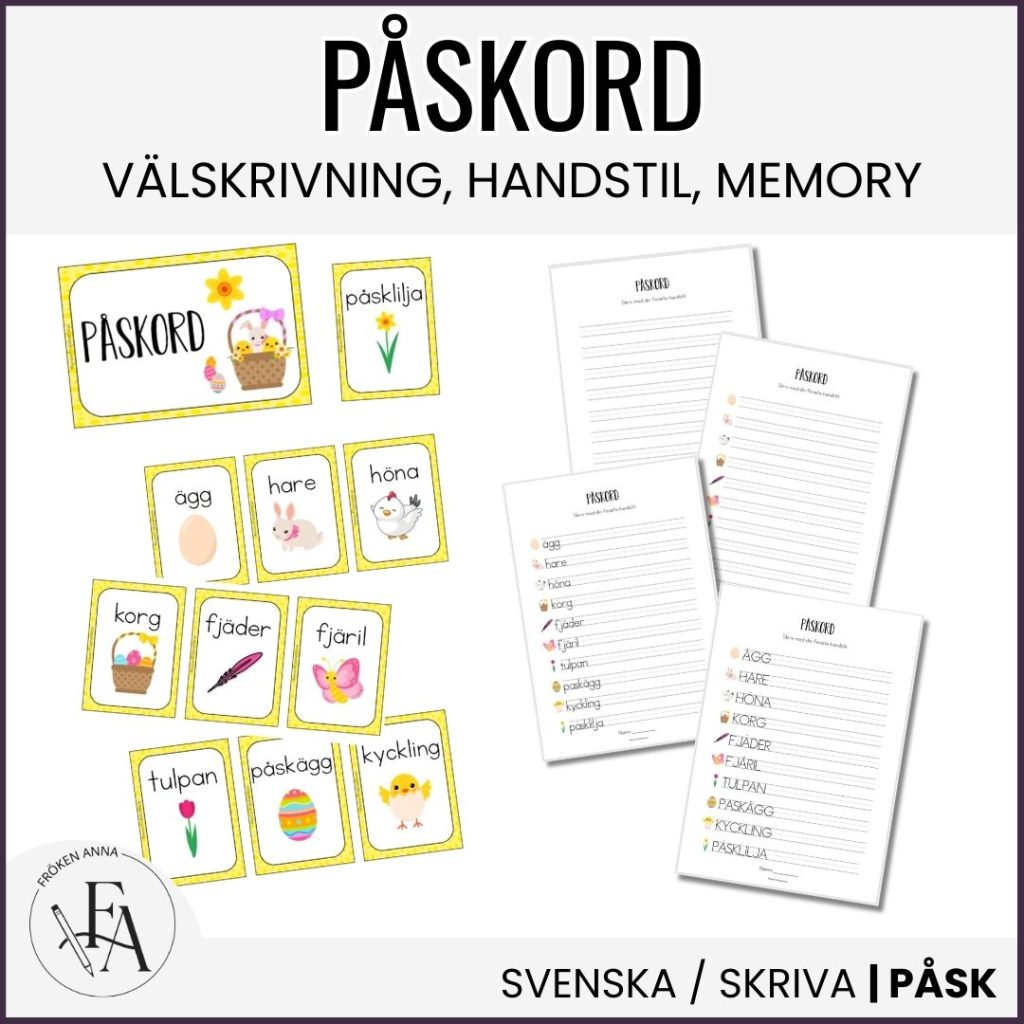 Påskord (Ordkunskap, välskrivning, memory)