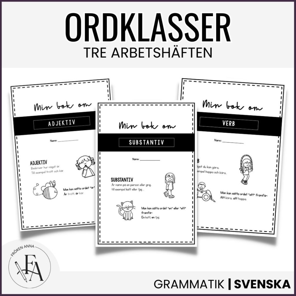 PAKET: Min bok om ordklasserna substantiv, adjektiv och verb