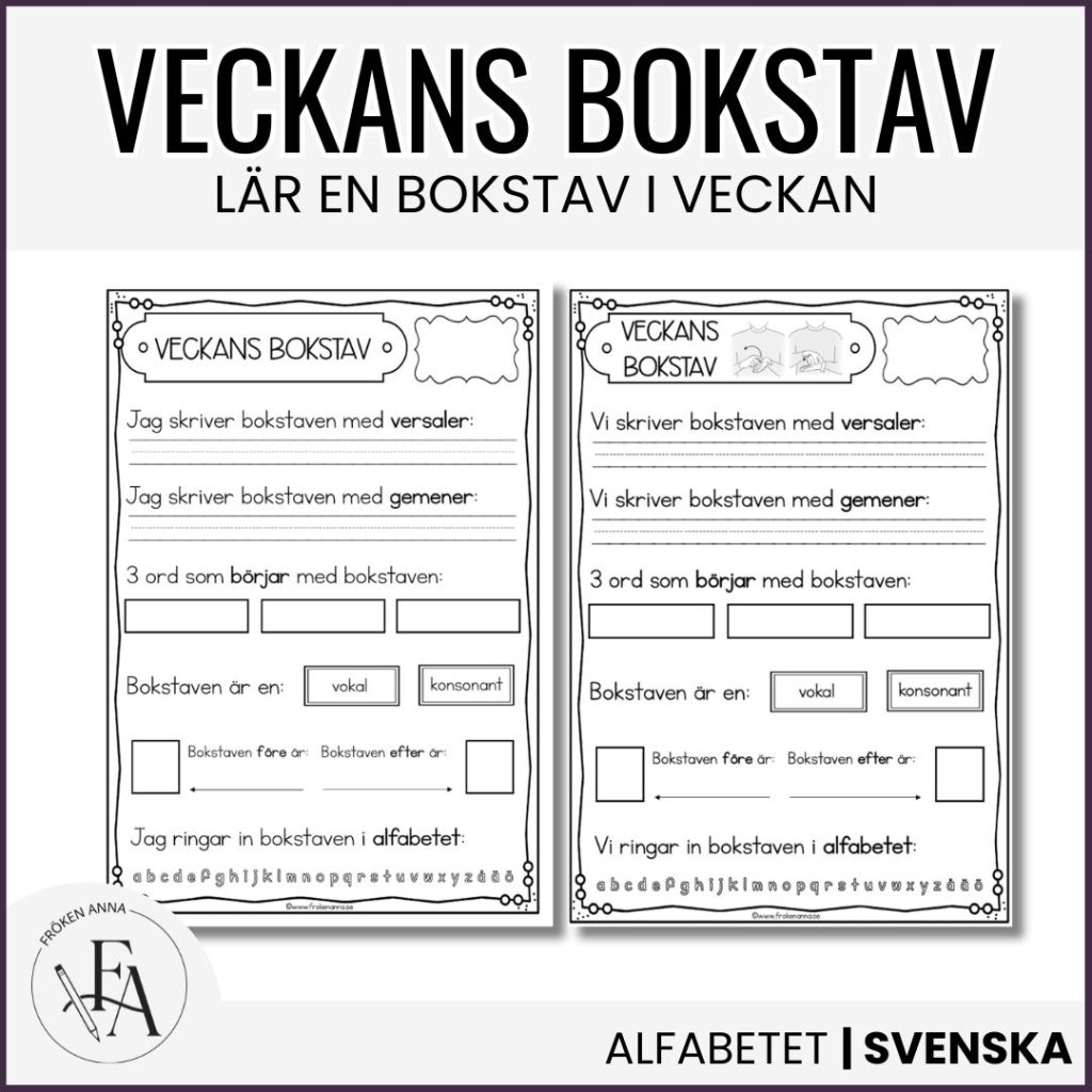 Startuppgift: Dagens / Veckans bokstav | Alfabetet