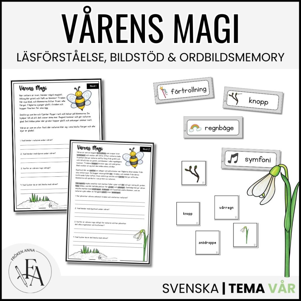 Vårens magi – Läsförståelse tema vår + bildstöd & ordbilder