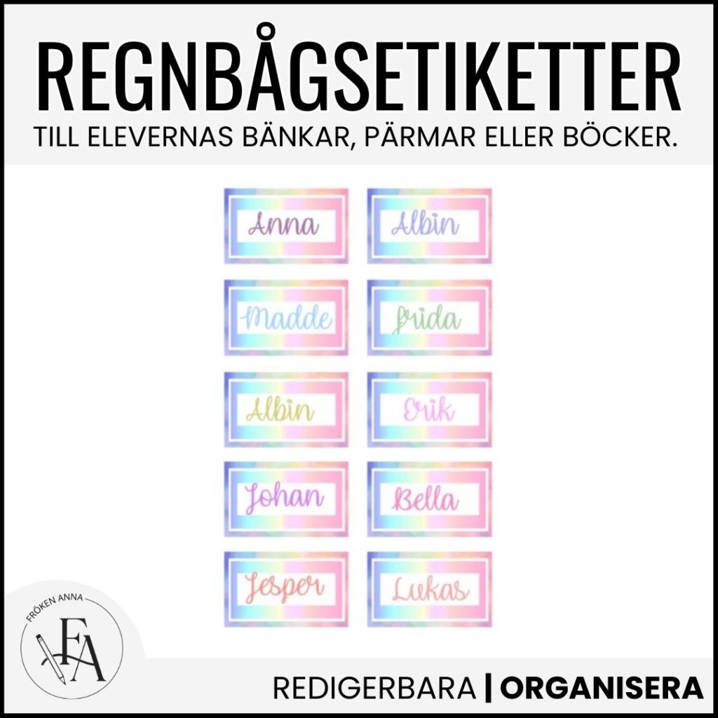 Redigerbara regnbågsetiketter