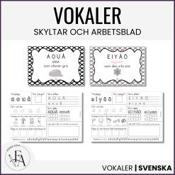 Vokaler | Skyltar och arbetsblad