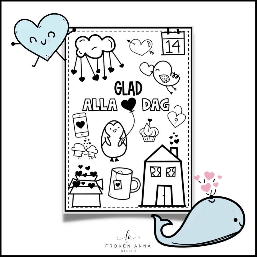 Målarbild doodle alla hjärtans dag