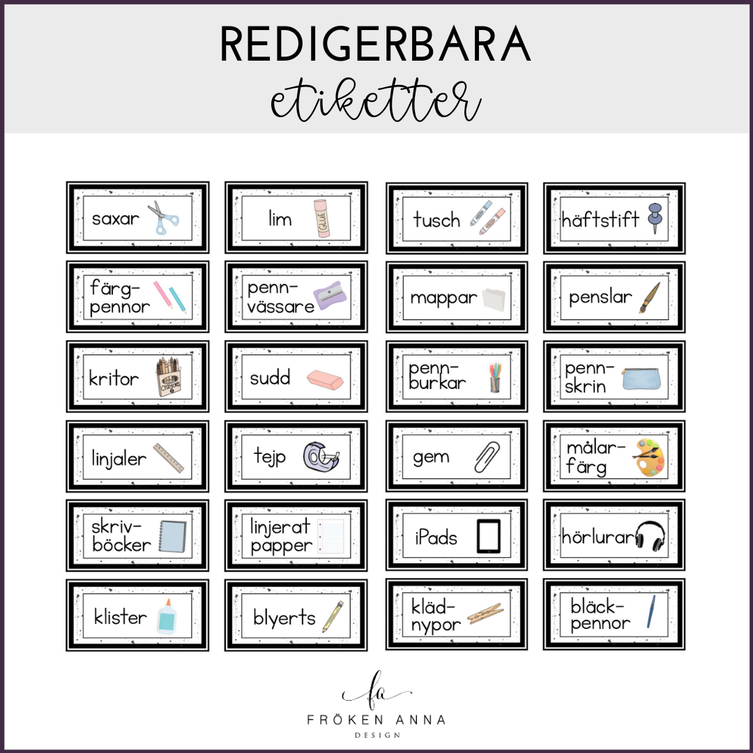 Redigerbara etiketter (neutral)