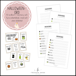 Halloweenord (Ordkunskap, välskrivning, memory)