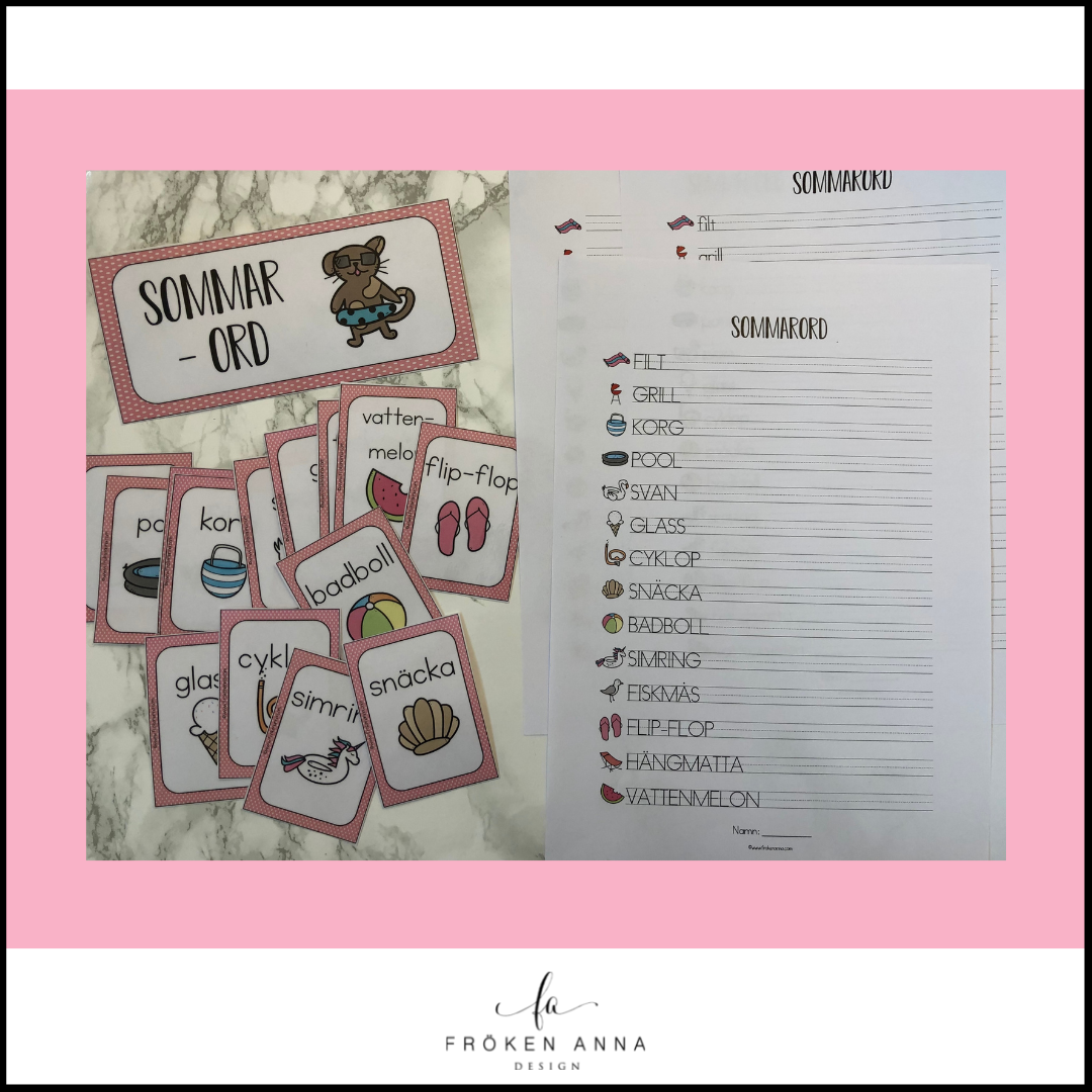 Sommarord: (Ordkunskap, välskrivning, memory)