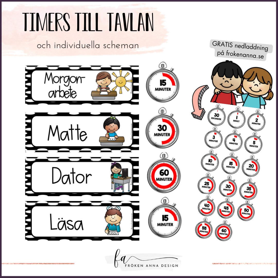Timers / Klockor till schemaskyltar / schemabilder