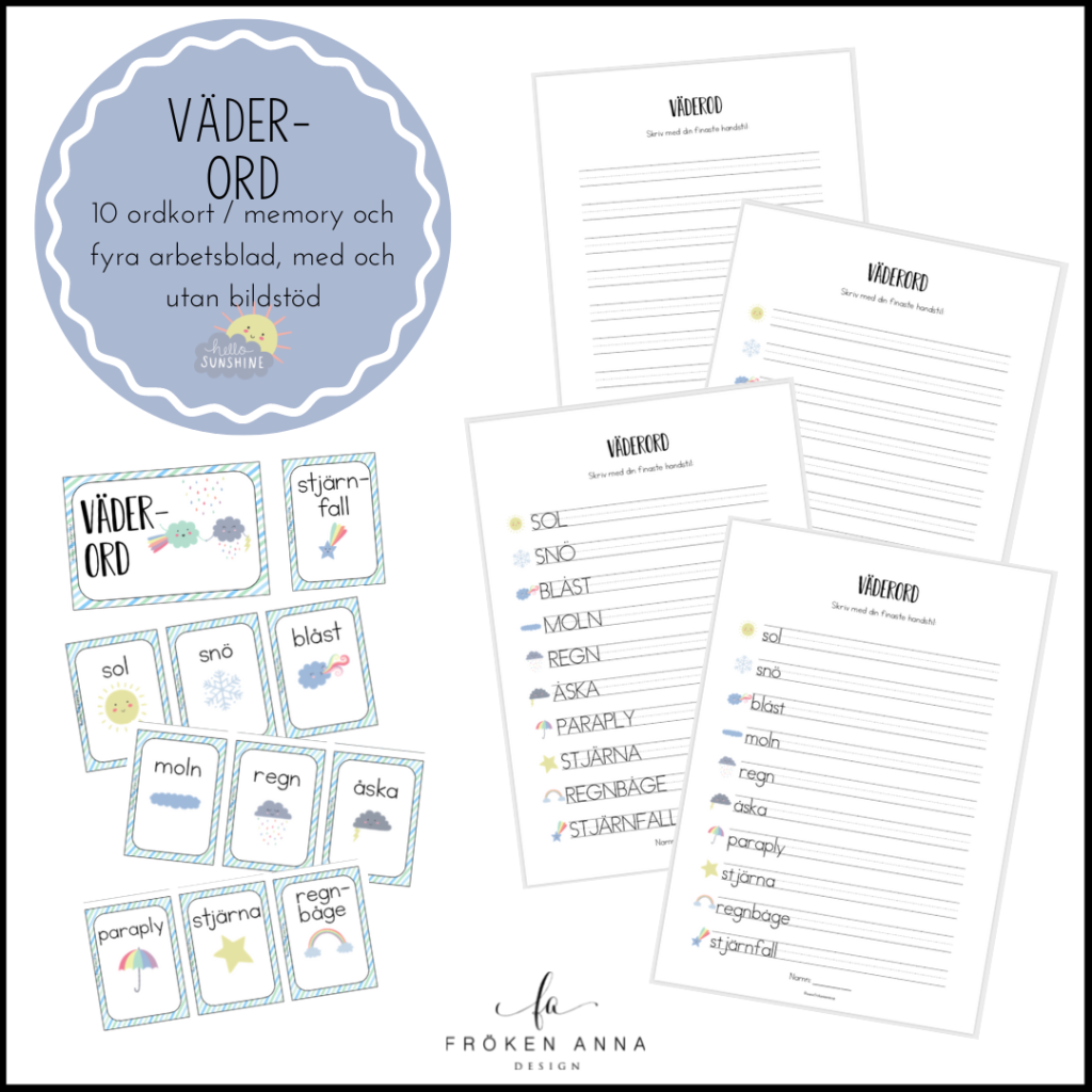 Väderord (Ordkunskap, välskrivning, memory)