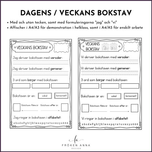 Startuppgift: Dagens / Veckans bokstav