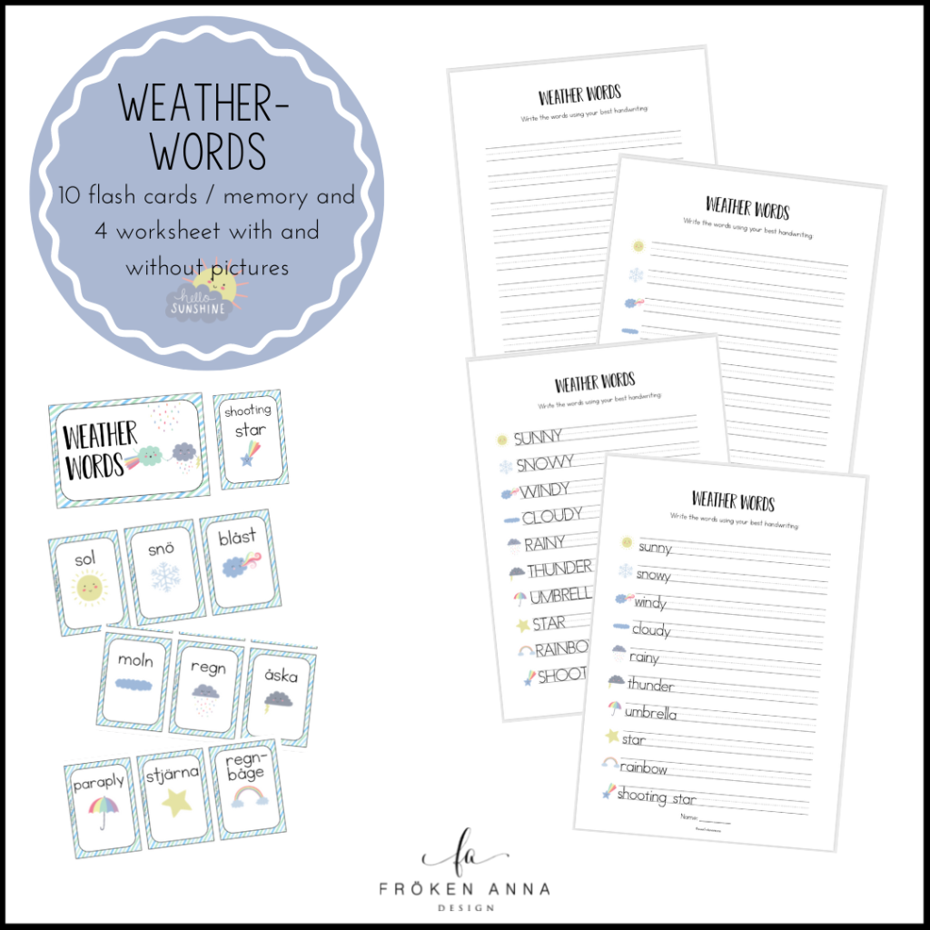 Weather words (Ordkunskap, välskrivning, memory)