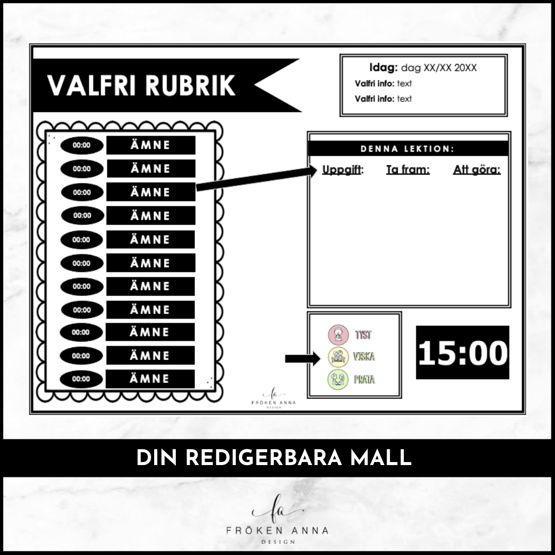 Redigerbara lektionsinstruktioner