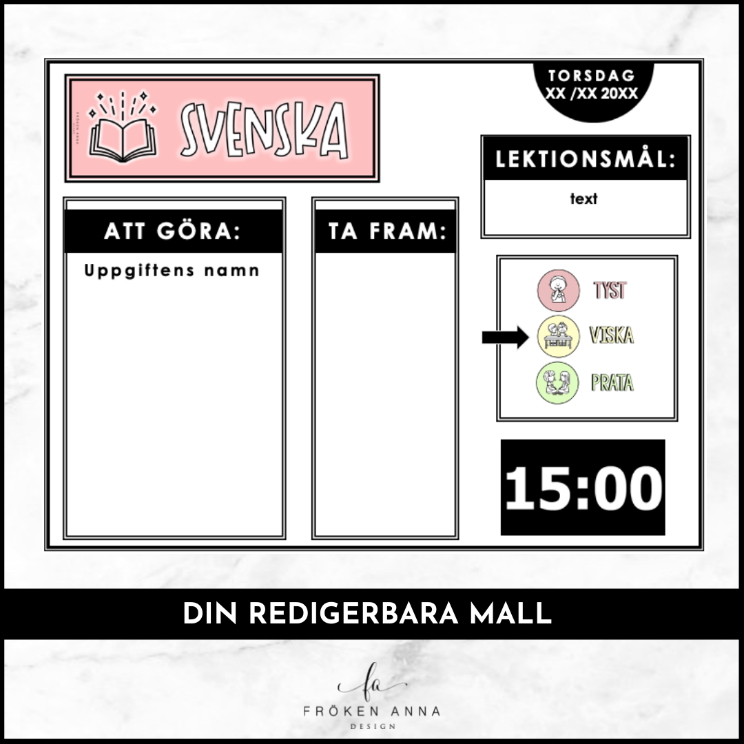 Redigerbara lektionsinstruktioner