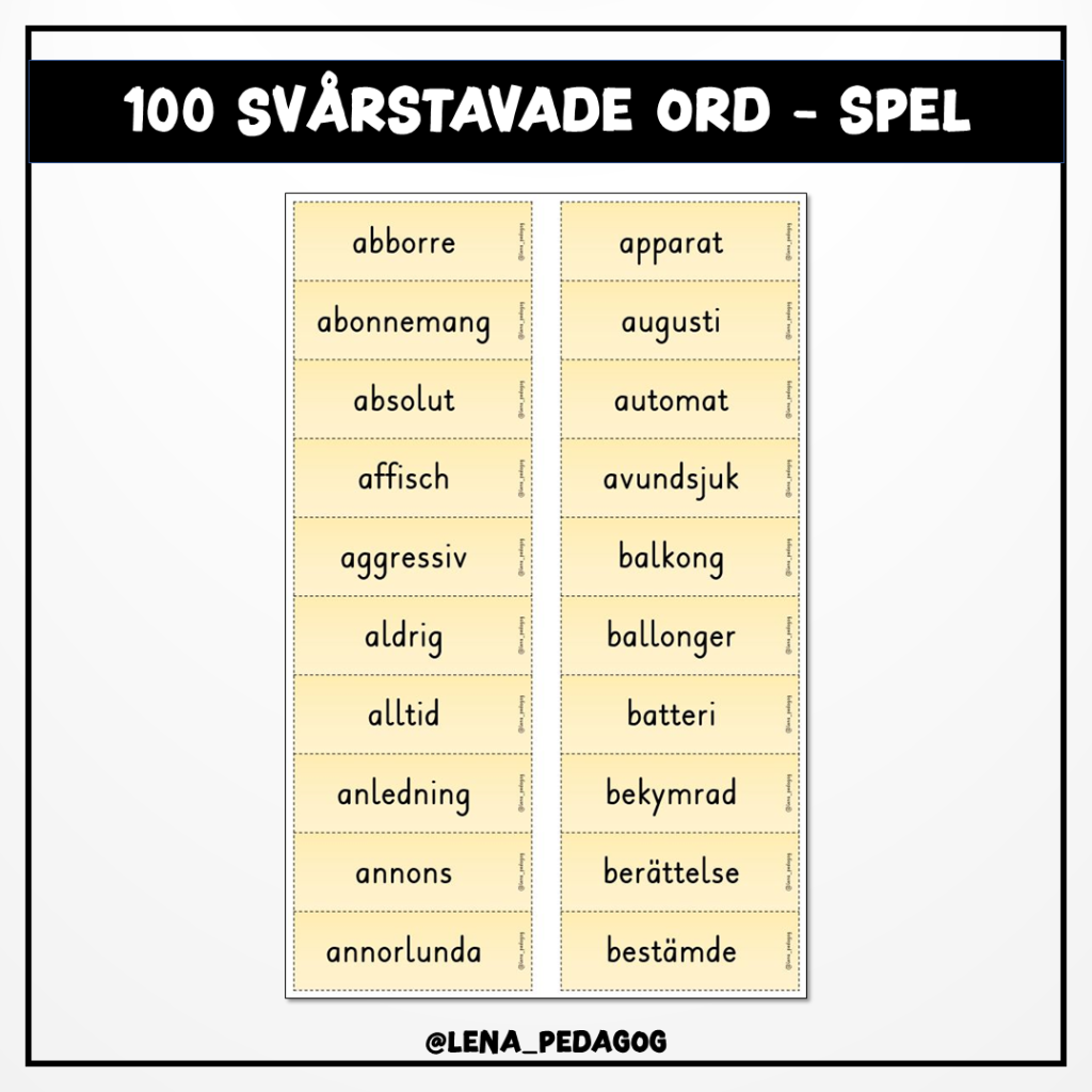 100 svårstavade ord