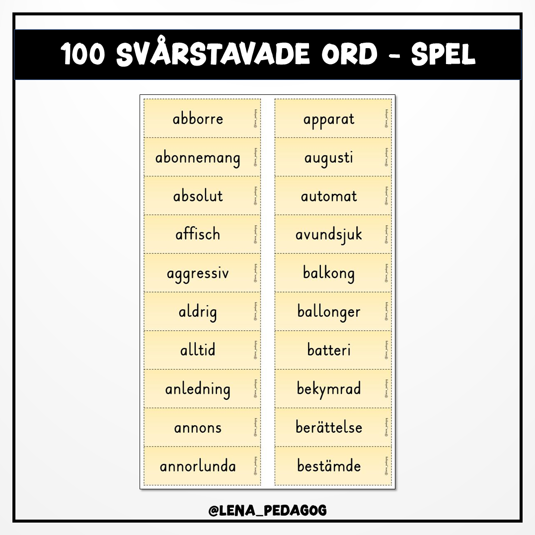 100 svårstavade ord