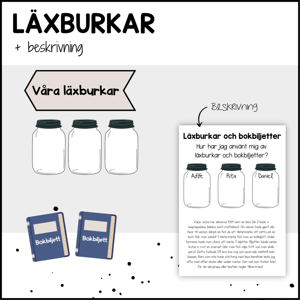 Läxburkar och bokbiljett