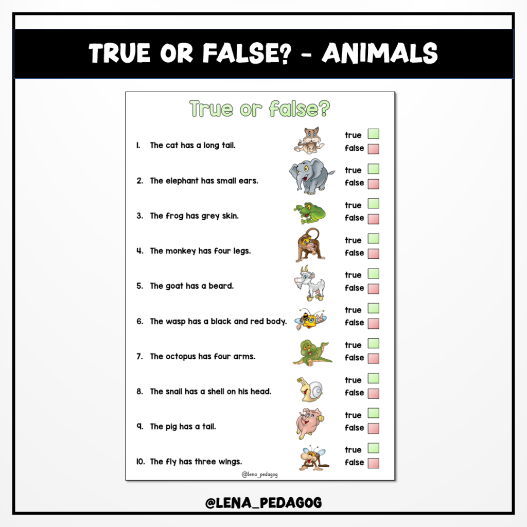 True or false? – animals