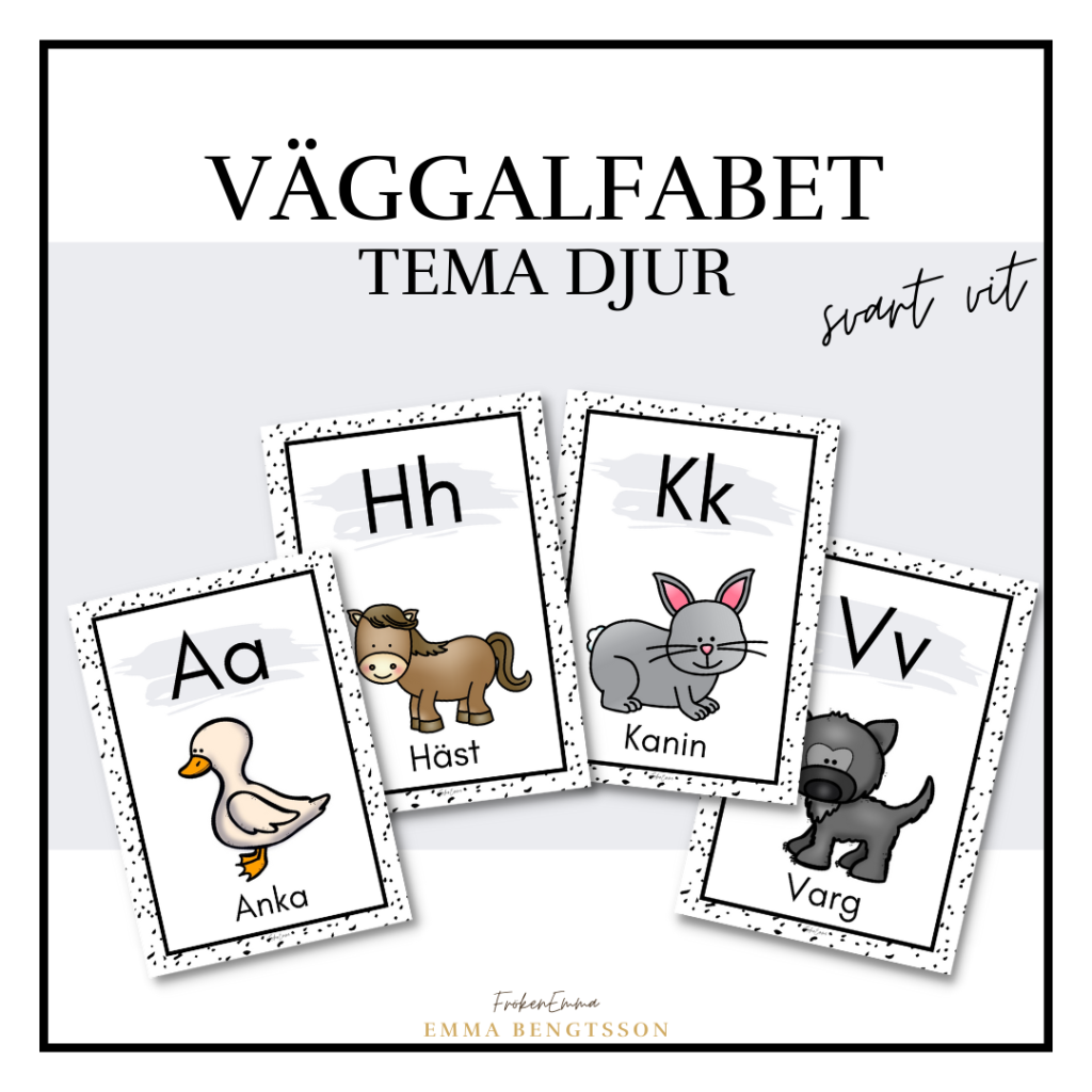 Alfabet tema djur bw