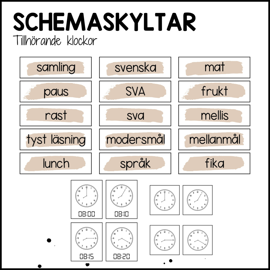 BEIGE paket: schema + klockor