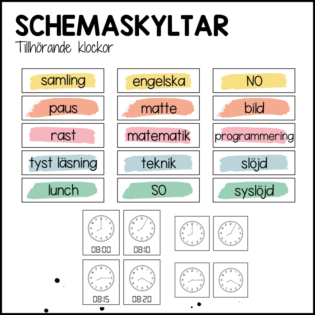 PASTELL paket: Schema + klockor