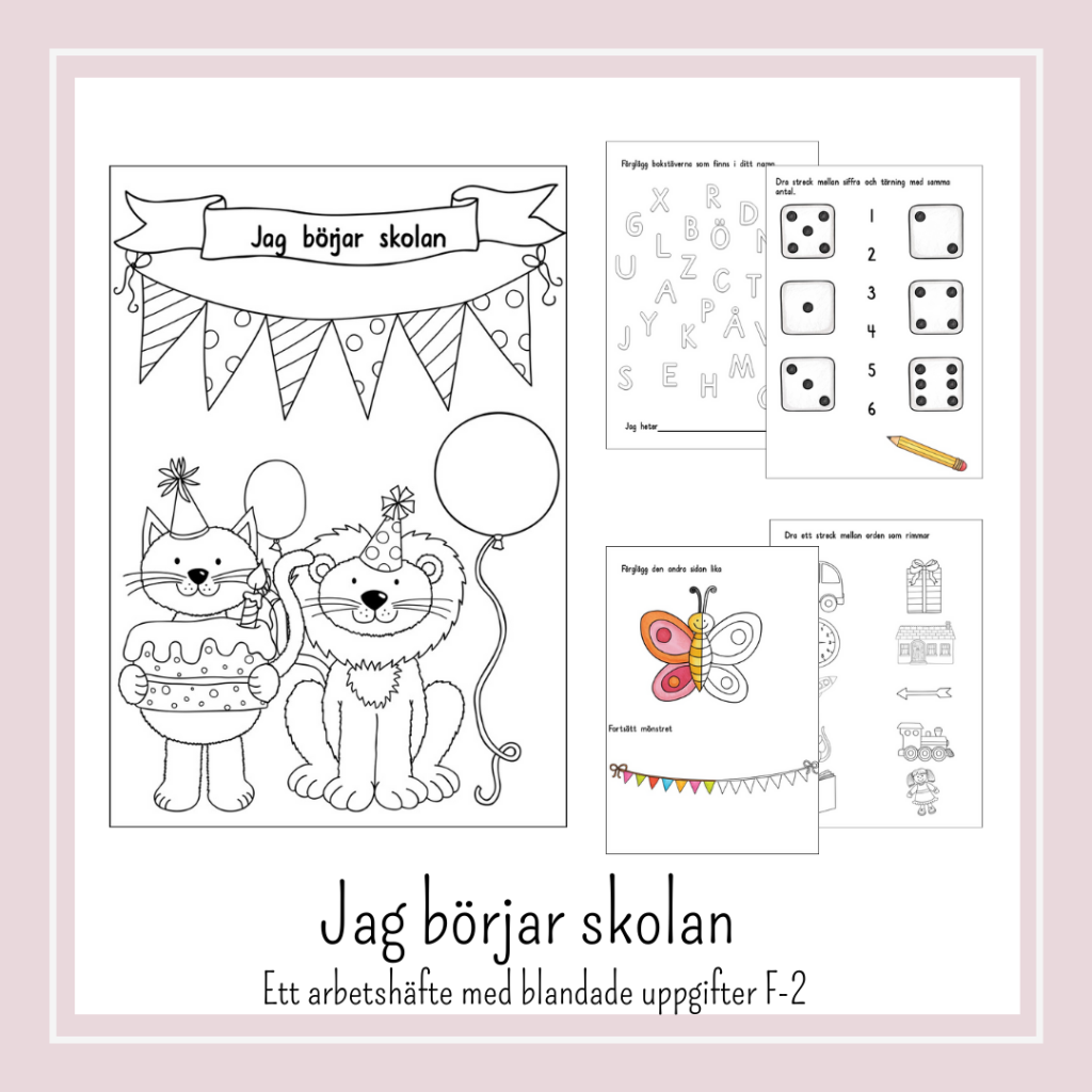 Jag börjar skolan, ett arbetshäfte med blandade uppgifter F-2.