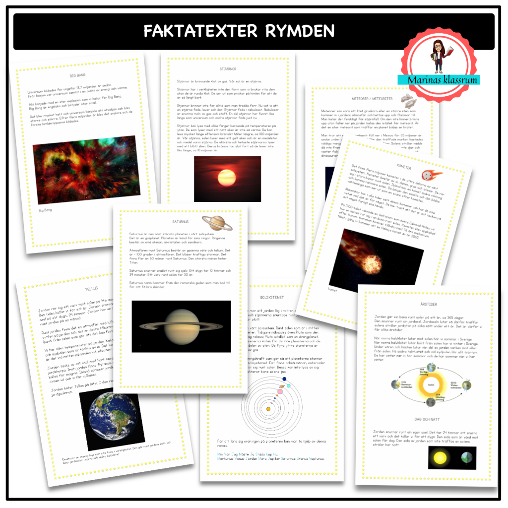 Faktatexter Rymden – svårare längre texter