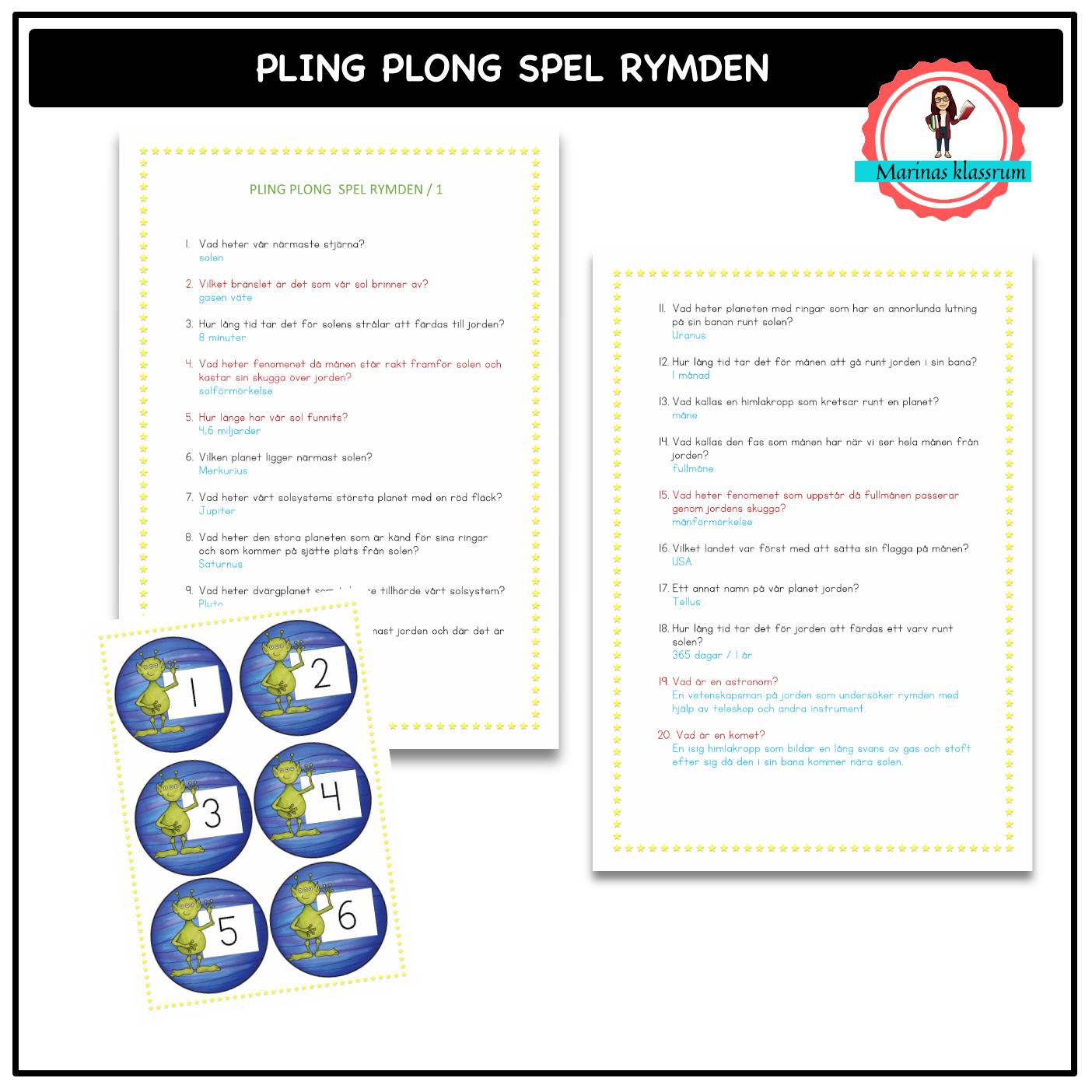 Pling plong spel med rymdtema
