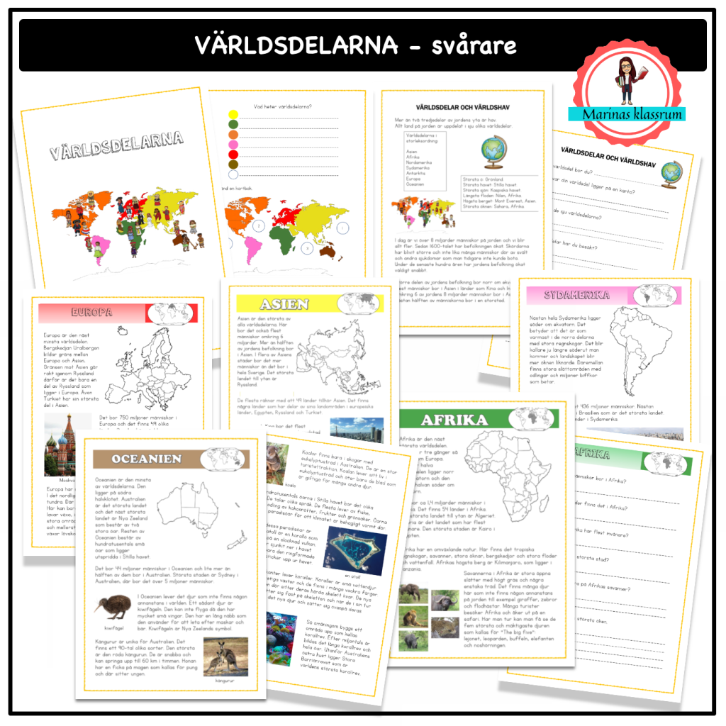 Världsdelar – svårare texter