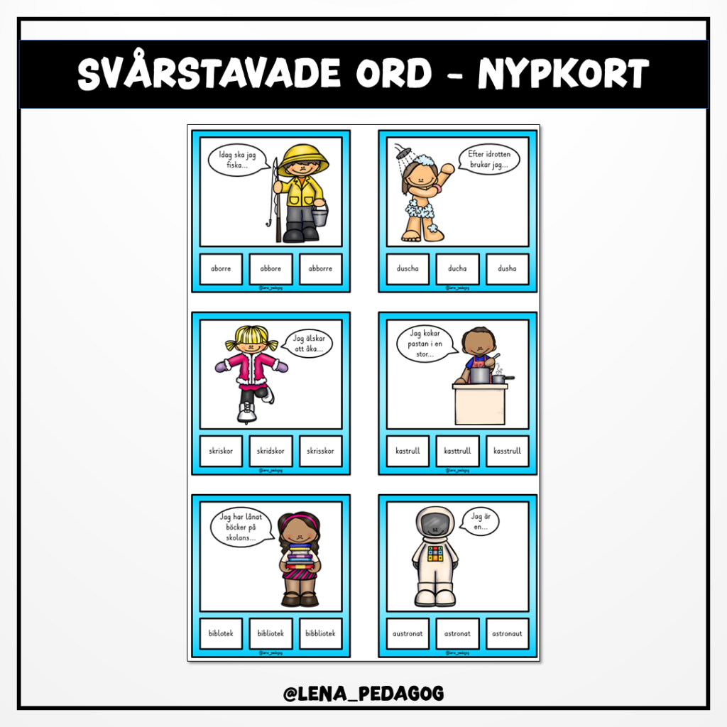 Svårstavade ord – nypkort