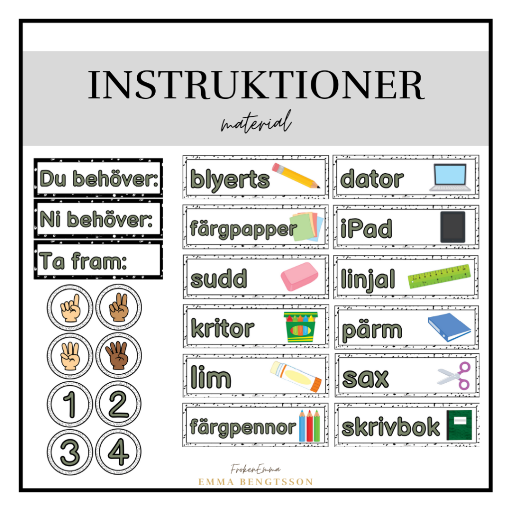 Instruktioner material – neutral