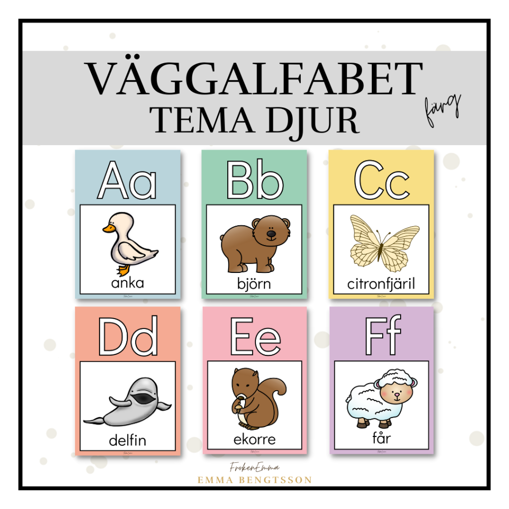 Alfabet tema djur färg