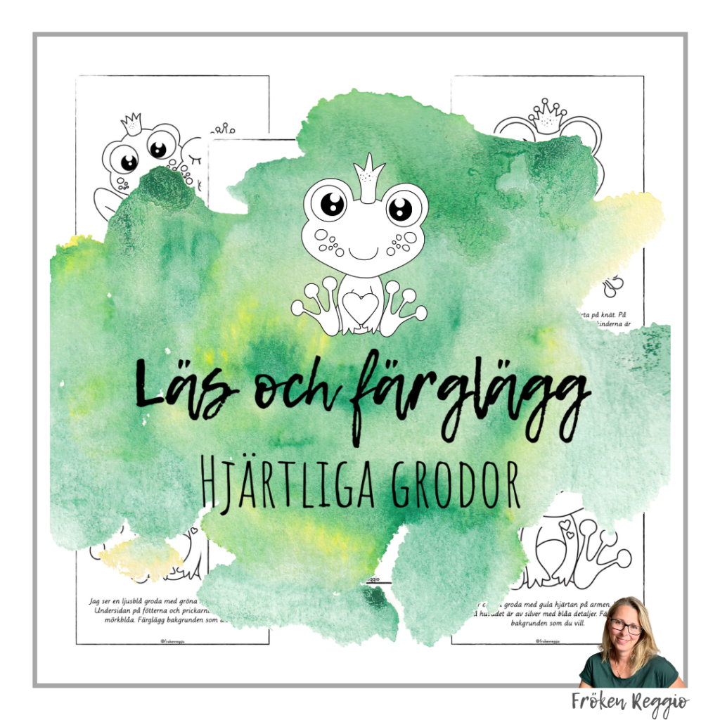 Läs och färglägg – Hjärtliga grodor