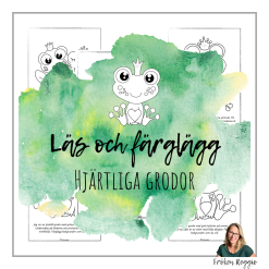 Läs och färglägg - Hjärtliga grodor
