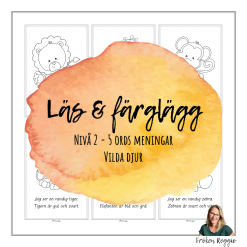 Läs och färglägg enkla texter - Nivå 2 Vilda djur