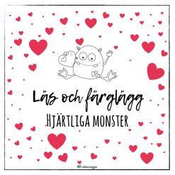 Läs och färglägg hjärtliga monster