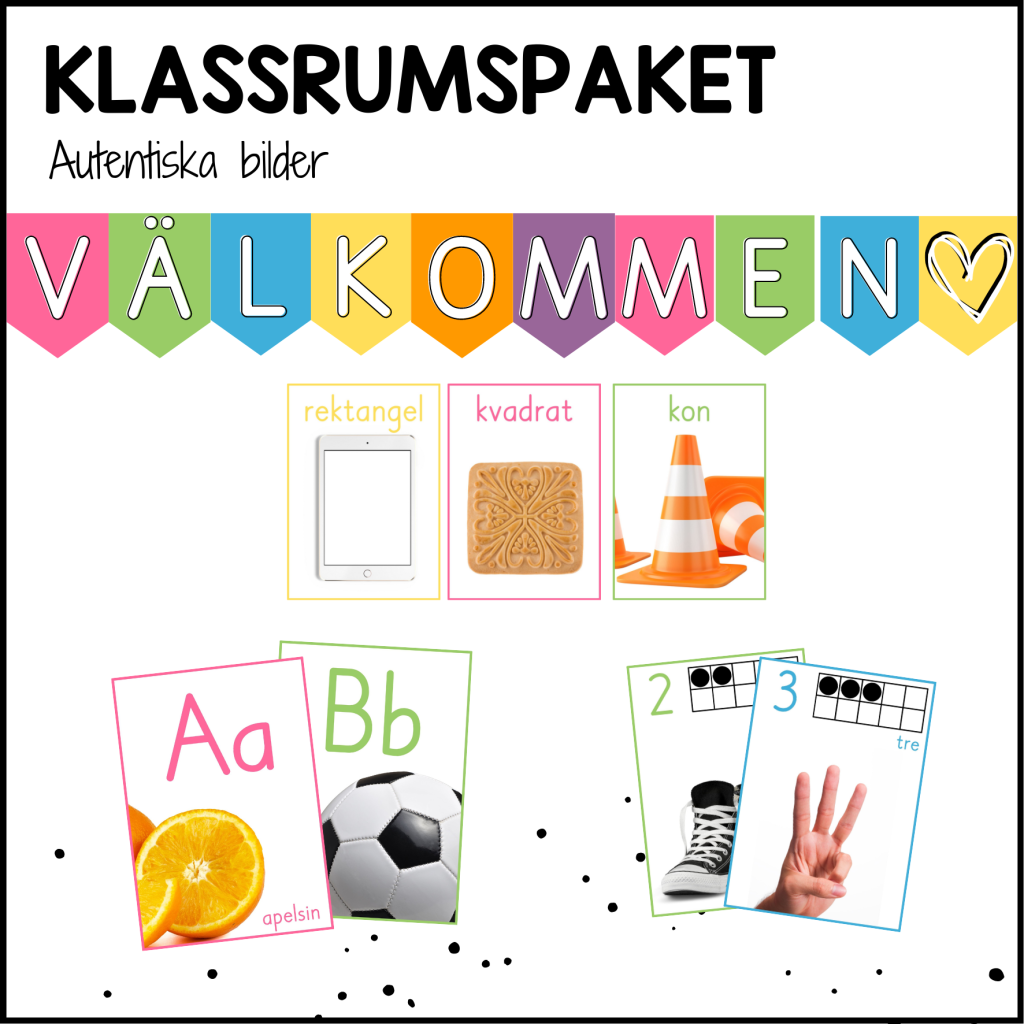 SIMPLE paket: väggalfabet och skyltar med riktiga bilder