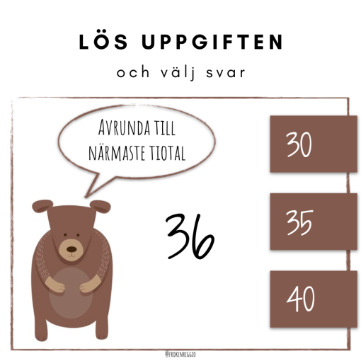Räkna med björnen - avrunda närmaste tiotal