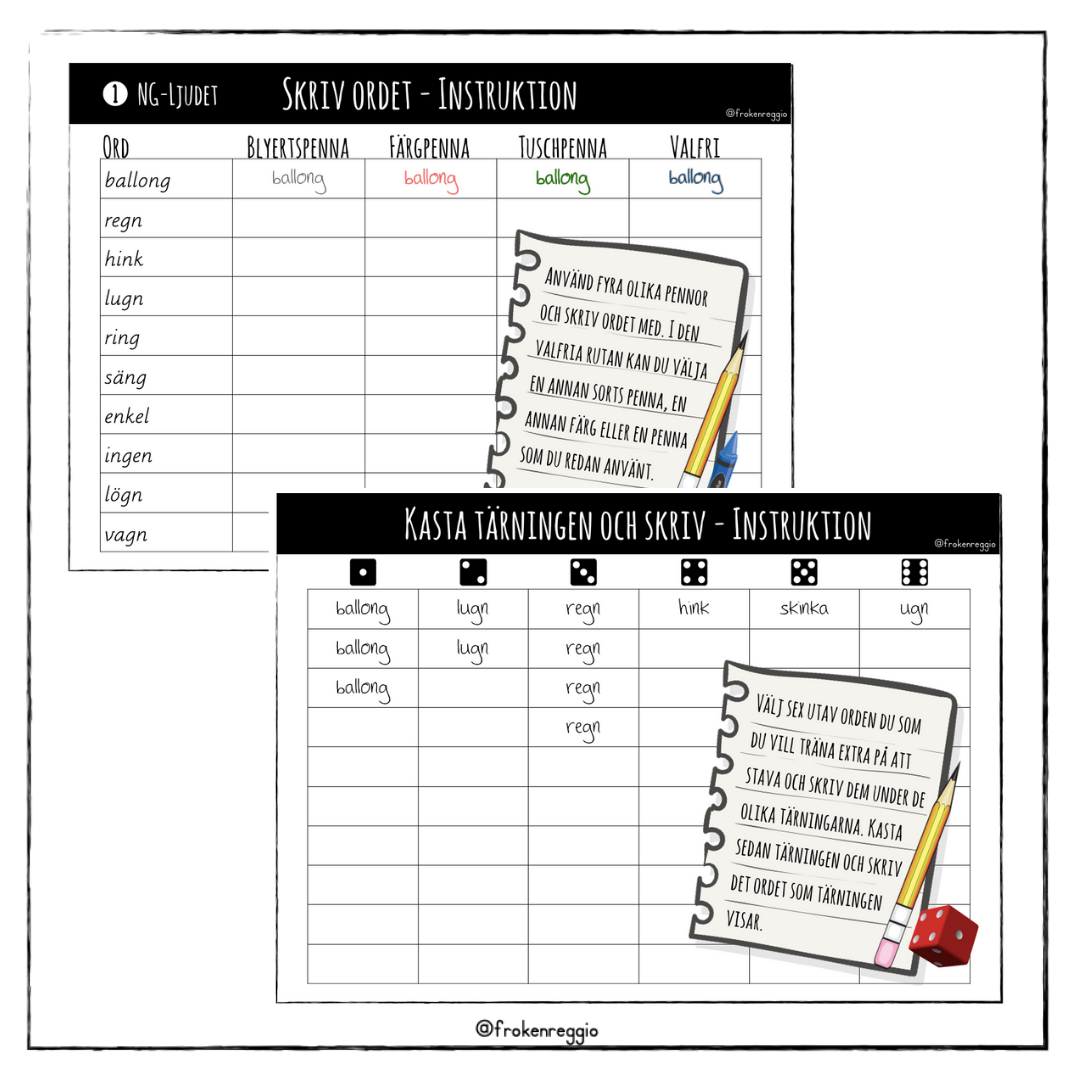 Träna på att stava NG-ljudet